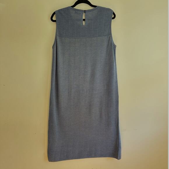 AKRIS Wool and Silk Textured Grid Optics Dress Fully Silk Lined Large Blue - Picture 10 of 13